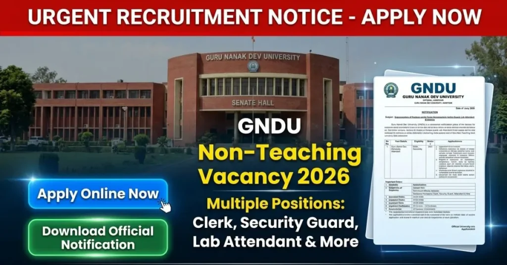 GNDU non teaching recruitment 2026