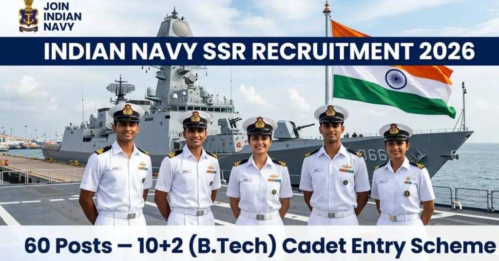 Indian Navy SSR Recruitment 2026 Notification Out for 60 Posts | Apply Online for 10+2 (B.Tech) Cadet Entry Scheme