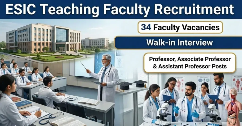 ESIC Teaching Faculty Recruitment 2026 | Walk-in Interview for 34 Faculty Vacancies